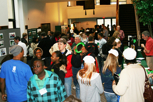 High school students from across the state visit with Delta State University faculty, staff, and student representatives at the academic fair hosted by Delta State during the Fourth Annual Mississippi Municipal League Statewide Youth Leadership Conference. 